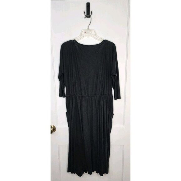 NWT Free People Easy Squeezy Linen Blend Dress Size XS Black Lagenlook Pockets - Picture 2 of 6